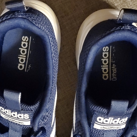 Adidas Lite Racer Cln Men\'s Dark Blue/White Striped Running Shoes - Size 7 1/2